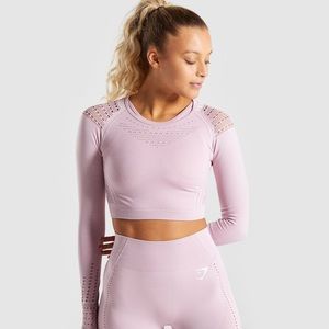 Gymshark Flawless Knit Sleeve Crop Top Lavender